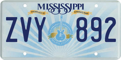 MS license plate ZVY892