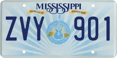 MS license plate ZVY901