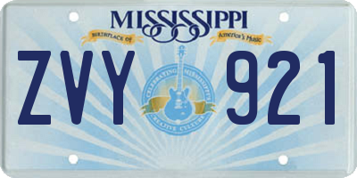 MS license plate ZVY921
