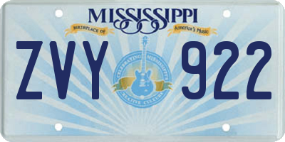 MS license plate ZVY922