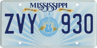 MS license plate ZVY930