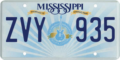 MS license plate ZVY935