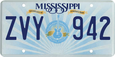 MS license plate ZVY942