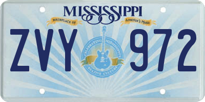 MS license plate ZVY972