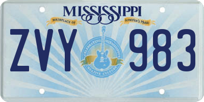 MS license plate ZVY983