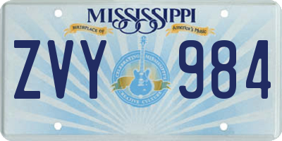 MS license plate ZVY984
