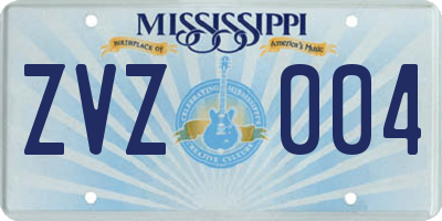 MS license plate ZVZ004