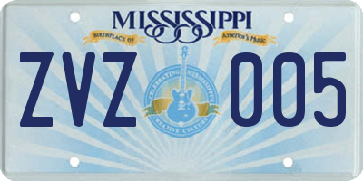 MS license plate ZVZ005