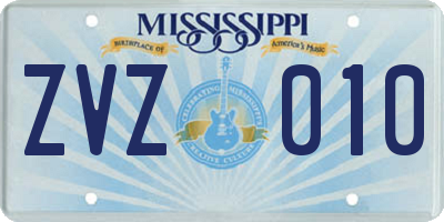 MS license plate ZVZ010