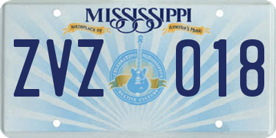 MS license plate ZVZ018