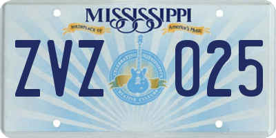 MS license plate ZVZ025