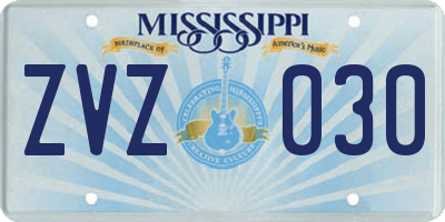MS license plate ZVZ030