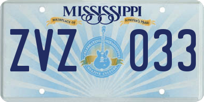MS license plate ZVZ033