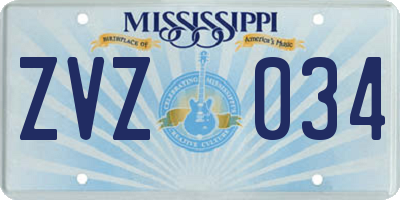 MS license plate ZVZ034