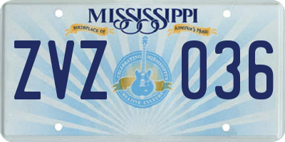 MS license plate ZVZ036