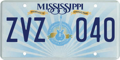 MS license plate ZVZ040