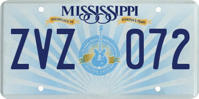 MS license plate ZVZ072