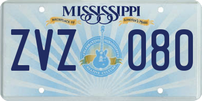 MS license plate ZVZ080