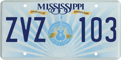 MS license plate ZVZ103