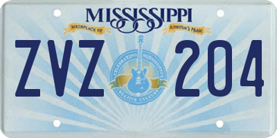 MS license plate ZVZ204