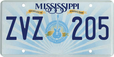 MS license plate ZVZ205