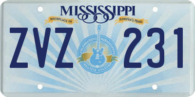 MS license plate ZVZ231