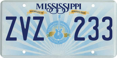 MS license plate ZVZ233