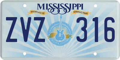MS license plate ZVZ316