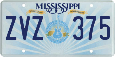 MS license plate ZVZ375