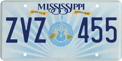 MS license plate ZVZ455