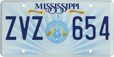 MS license plate ZVZ654
