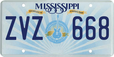 MS license plate ZVZ668