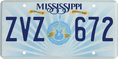 MS license plate ZVZ672