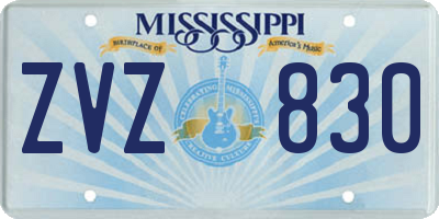MS license plate ZVZ830