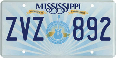 MS license plate ZVZ892