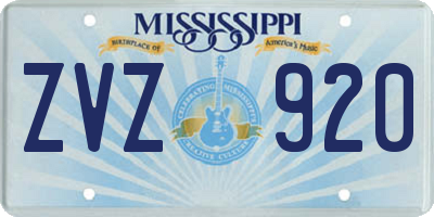 MS license plate ZVZ920