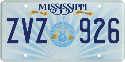 MS license plate ZVZ926