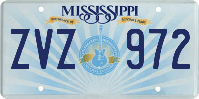 MS license plate ZVZ972