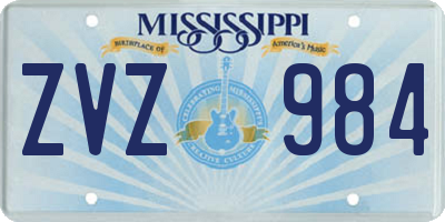 MS license plate ZVZ984