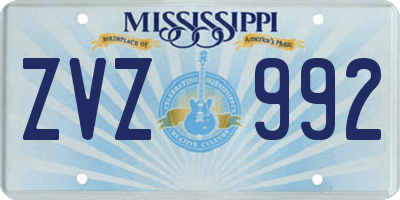 MS license plate ZVZ992