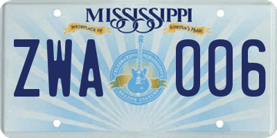 MS license plate ZWA006