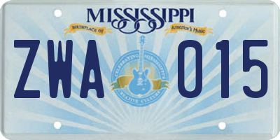 MS license plate ZWA015