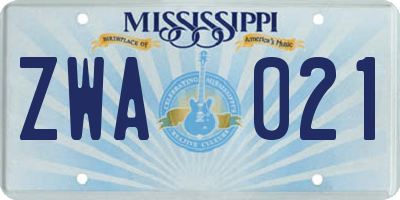 MS license plate ZWA021