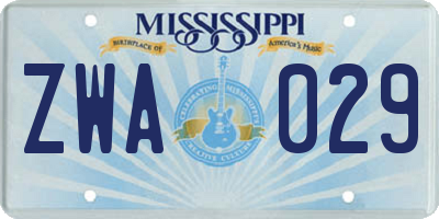 MS license plate ZWA029