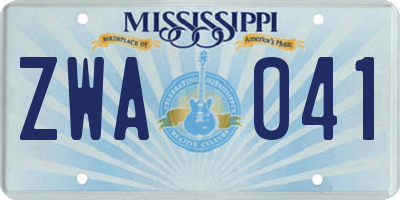 MS license plate ZWA041