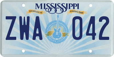 MS license plate ZWA042