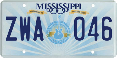 MS license plate ZWA046
