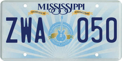 MS license plate ZWA050
