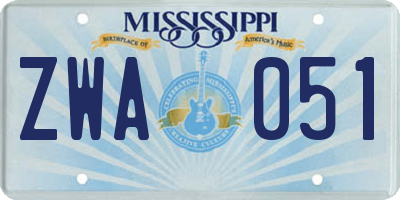 MS license plate ZWA051