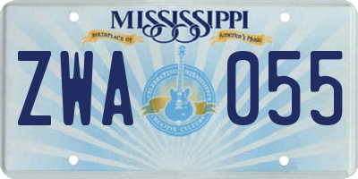 MS license plate ZWA055